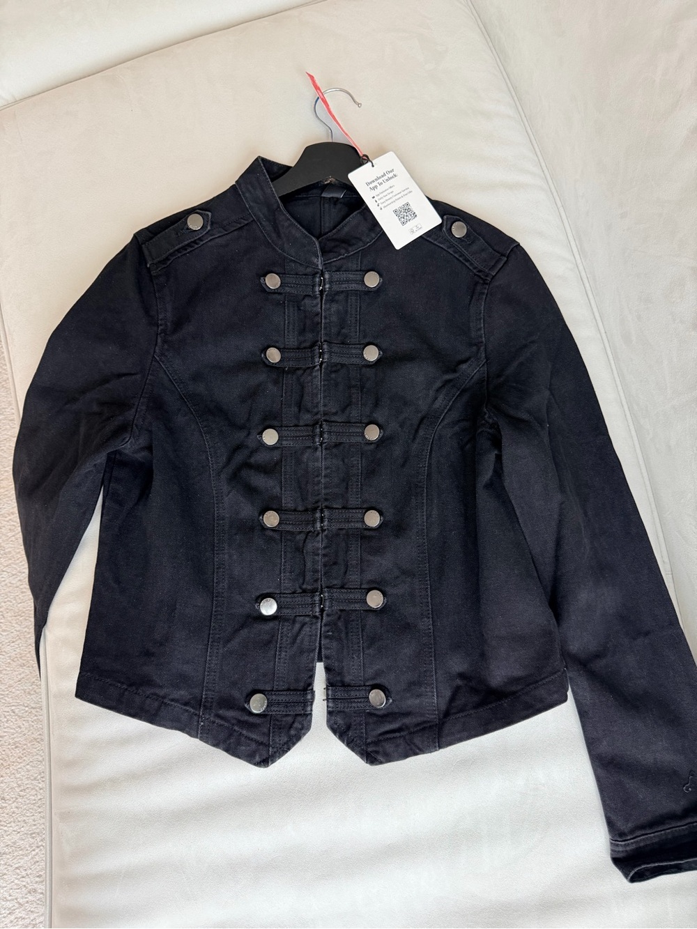 Cider Black Military-Style Button Front Jacket